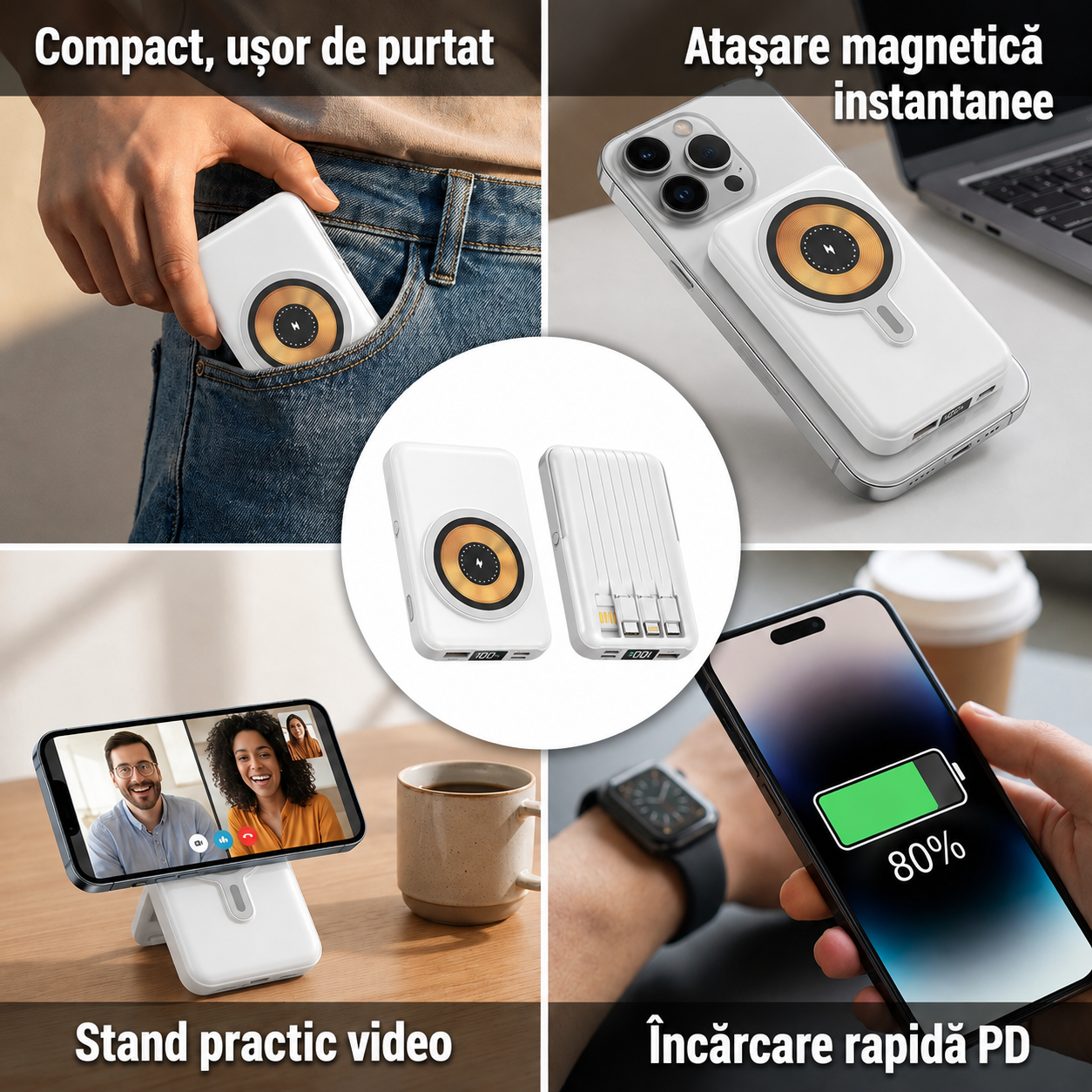 PowerBank Magnetic cu Stand