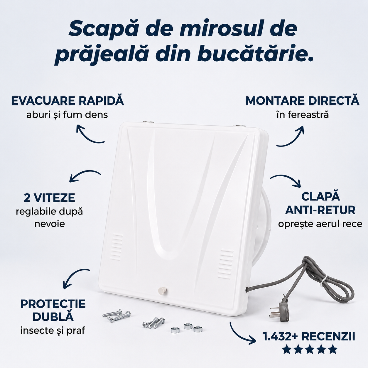 Ventilator Silențios Fereastră Bucătărie