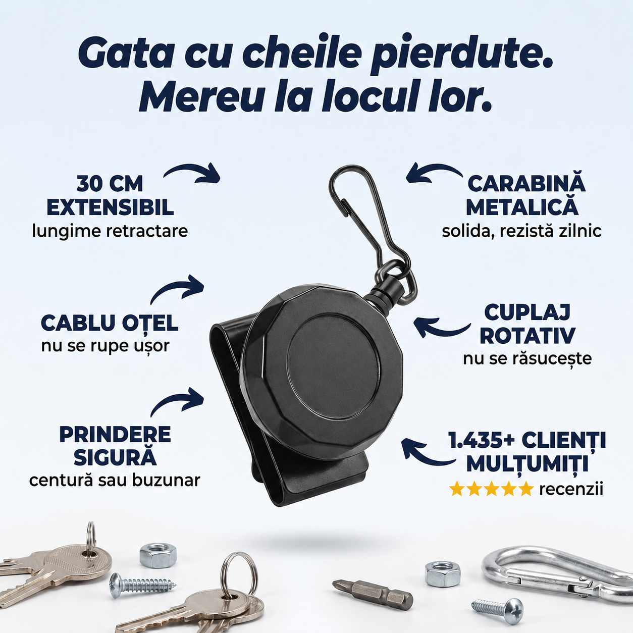 Cablu Retractabil Chei Antipierdere