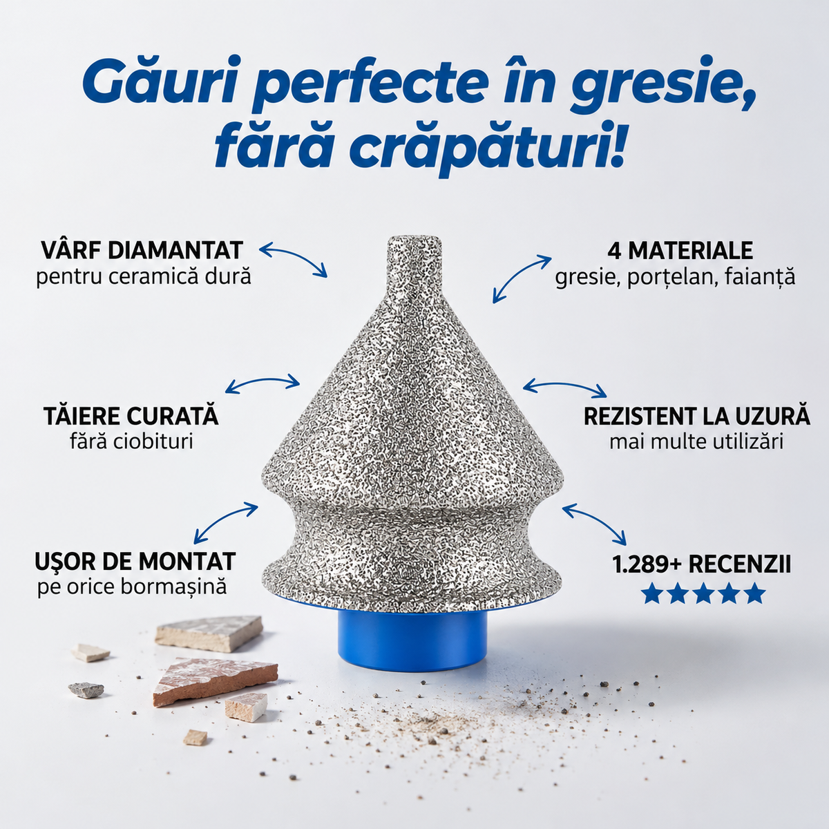 Freză Diamantată Conică pentru Gresie
