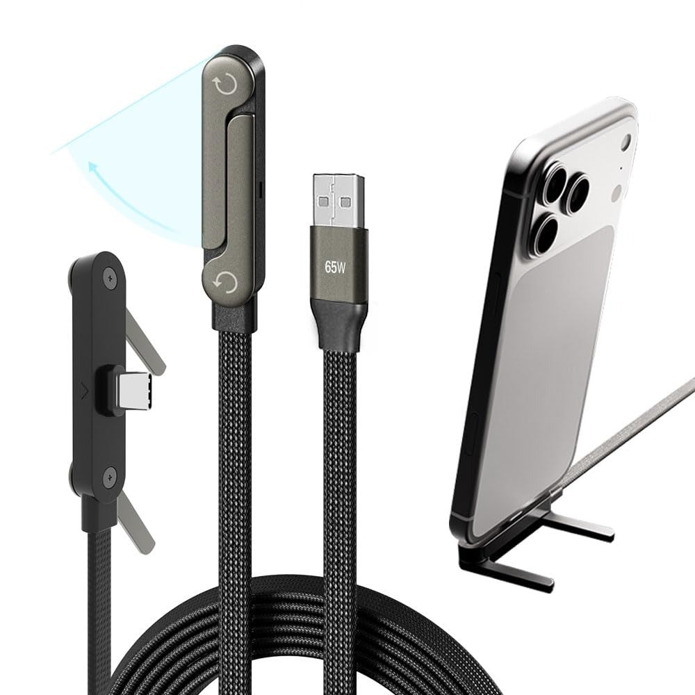 Set de 2 Cabluri USB-C cu Suport Pliabil