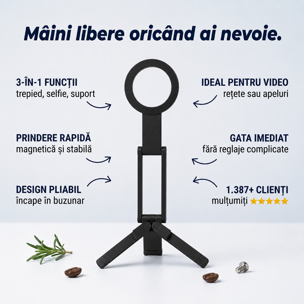 Suport Telefon Magnetic Trepied