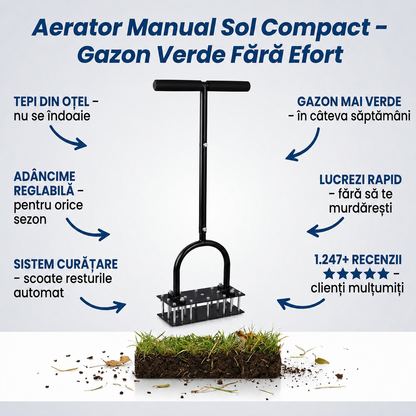 Aerator Manual pentru Gazon
