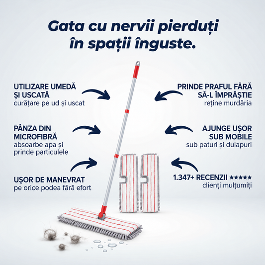 Mop Microfibră 2 în 1 Umed Uscat