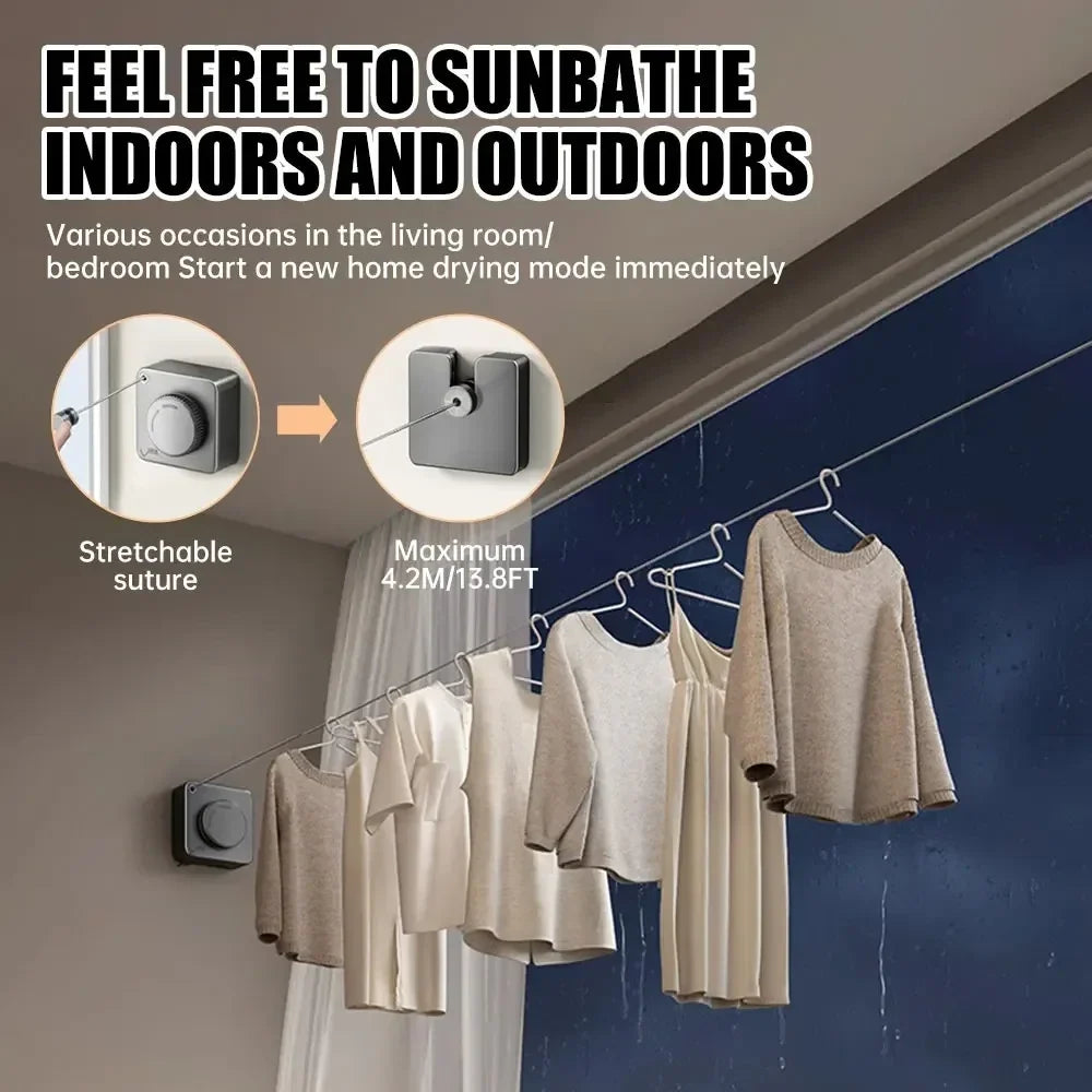 Suport retractabil de rufe pentru balcon