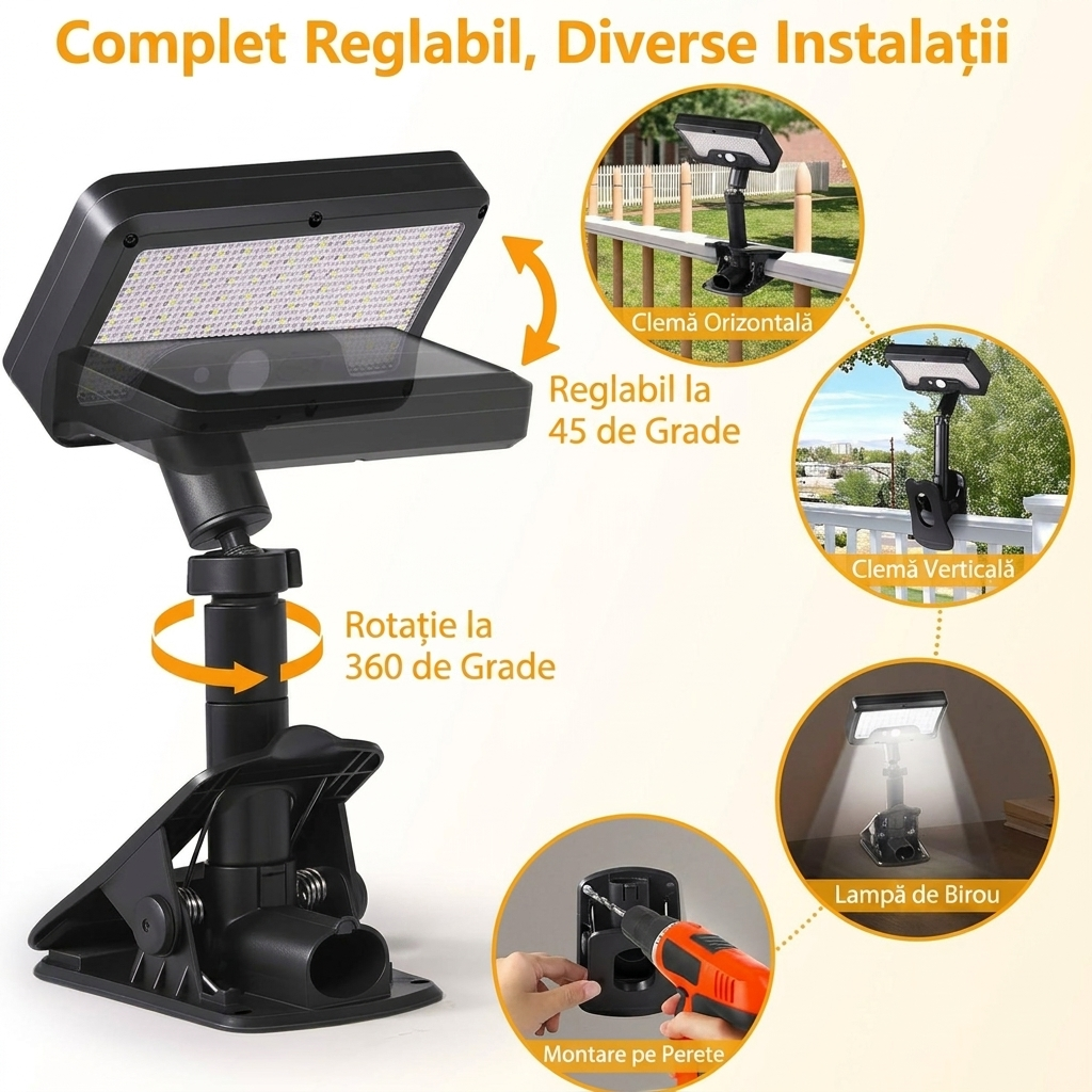 Lampă Solară Clip-On