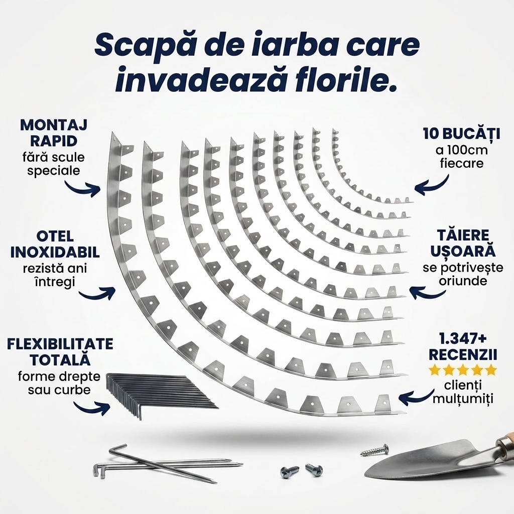 Bordură Metalică Flexibilă Grădină
