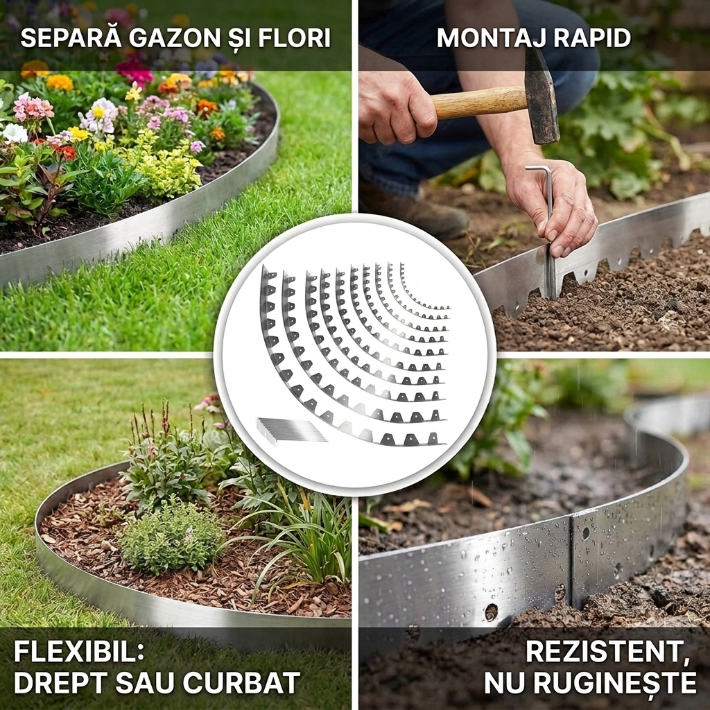 Bordură Metalică Flexibilă Grădină