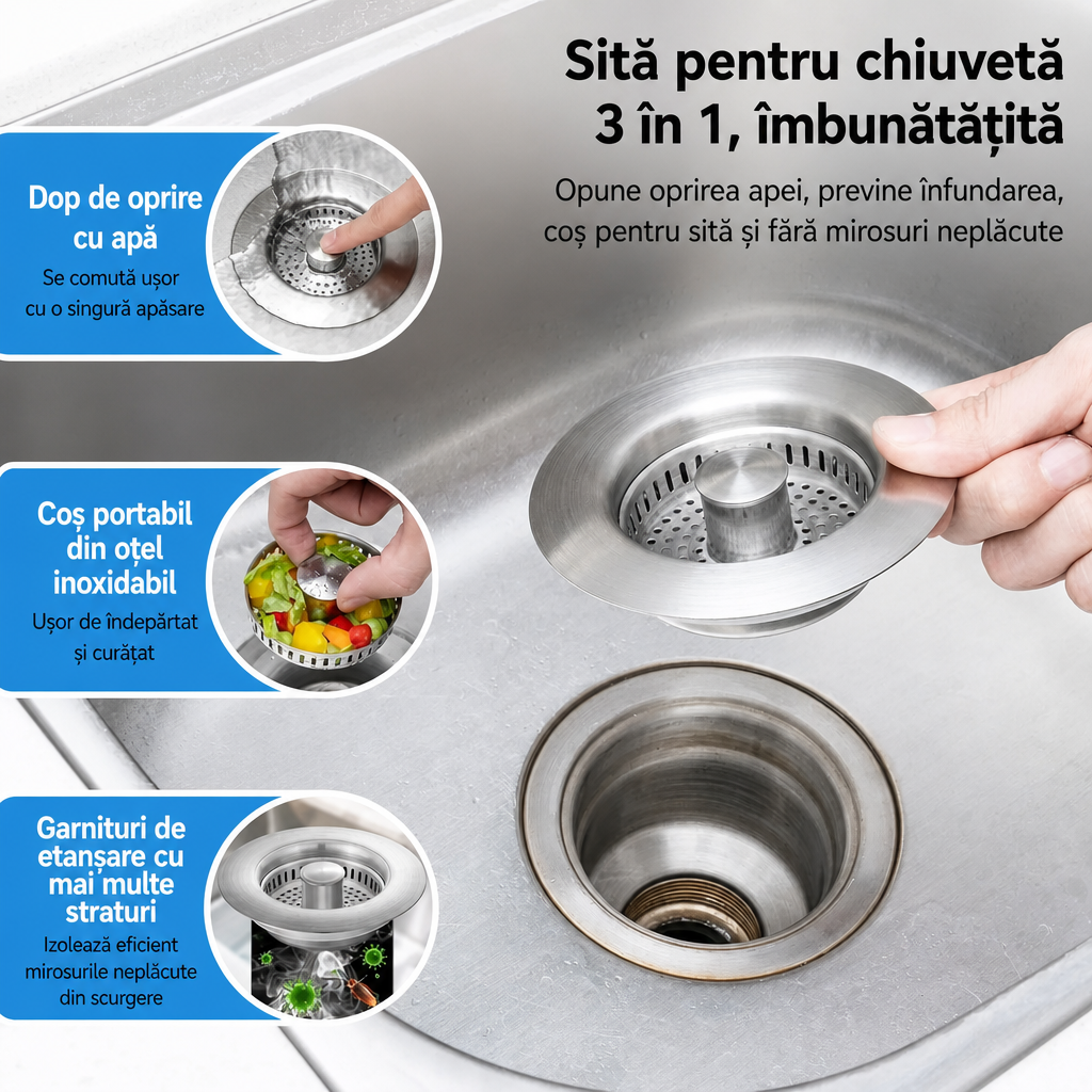 Stopper Inox Pop-Up Chiuvetă