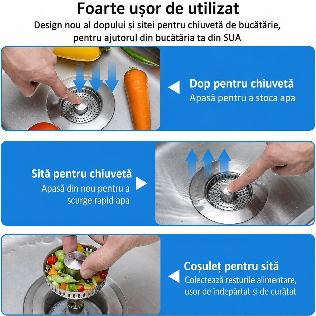 Stopper Inox Pop-Up Chiuvetă