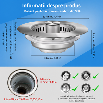 Stopper Inox Pop-Up Chiuvetă