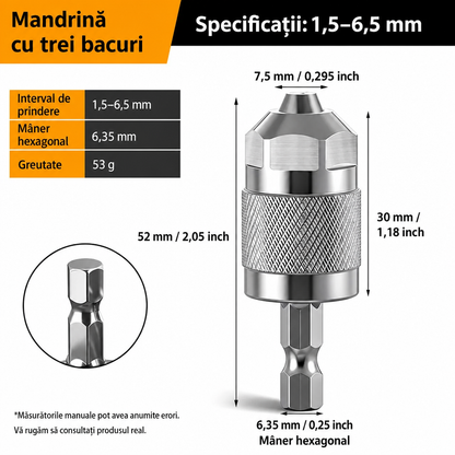 Adaptor Mandrină Auto-Strângere