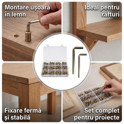Set Piulițe Filetate Lemn