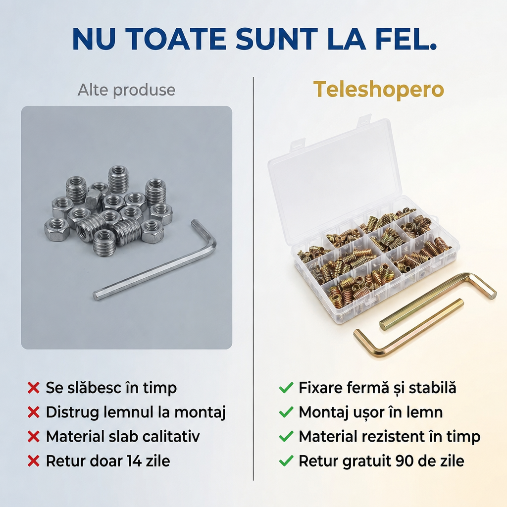 Set Piulițe Filetate Lemn