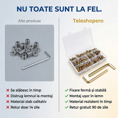 Set Piulițe Filetate Lemn