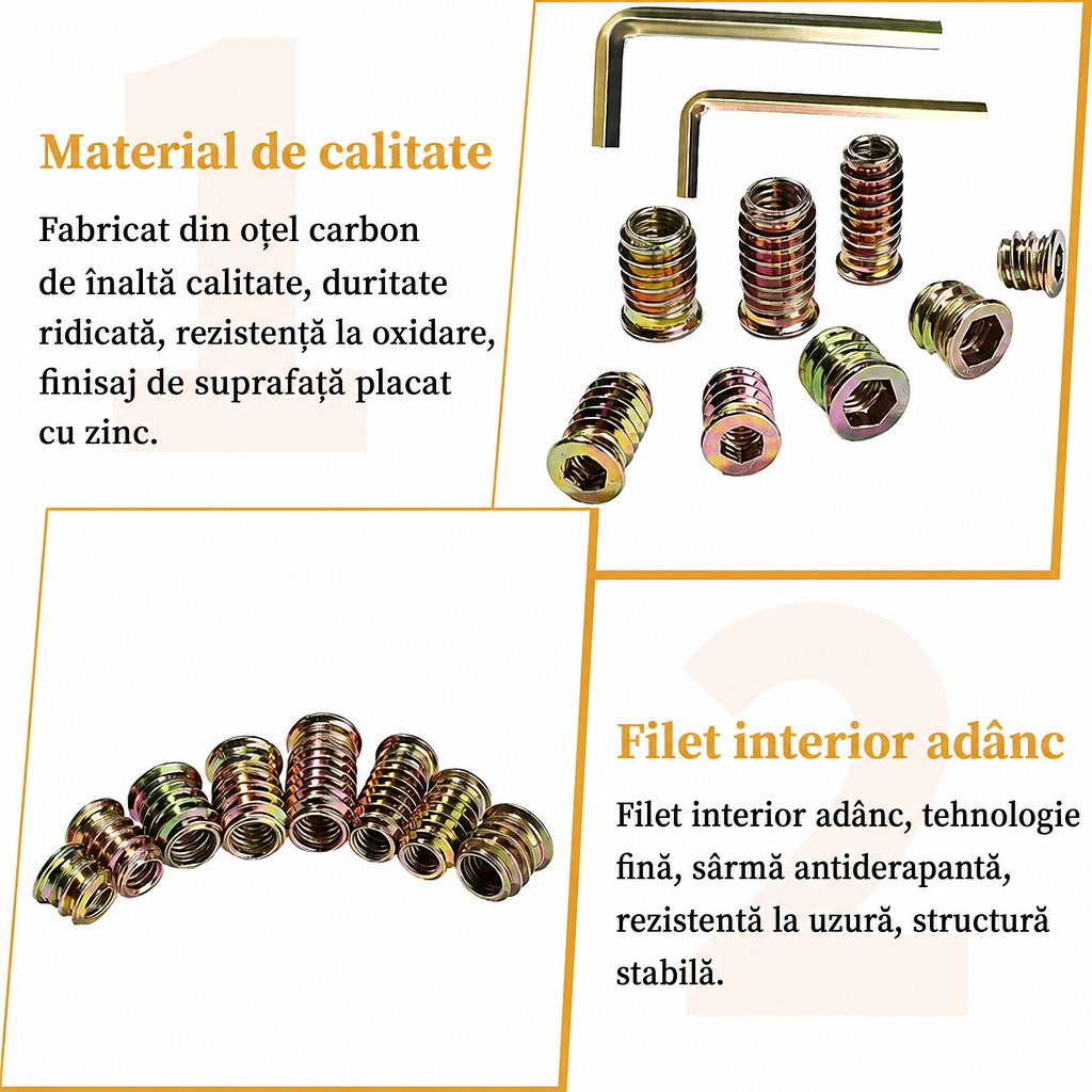 Set Piulițe Filetate Lemn