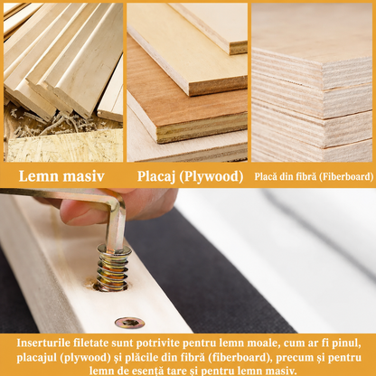 Set Piulițe Filetate Lemn