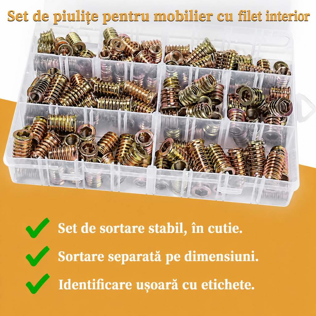 Set Piulițe Filetate Lemn