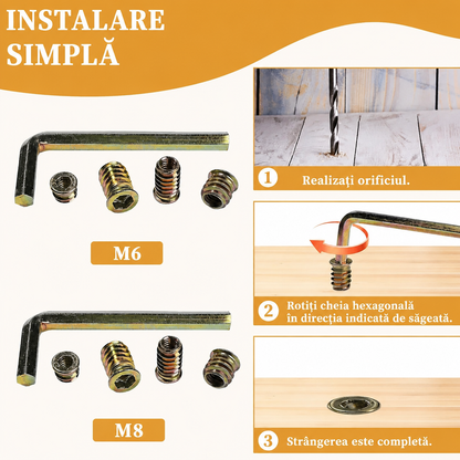 Set Piulițe Filetate Lemn