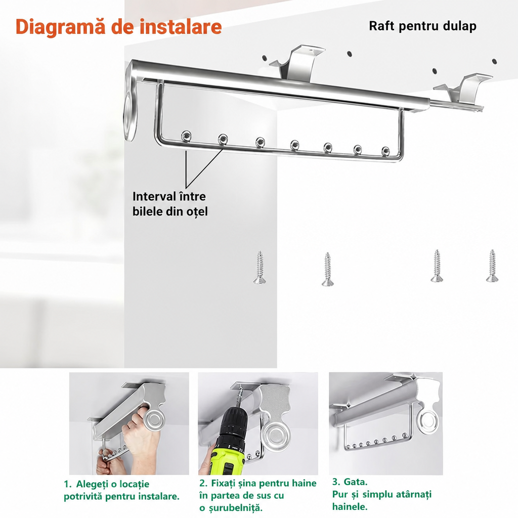 Suport Extensibil pentru Haine
