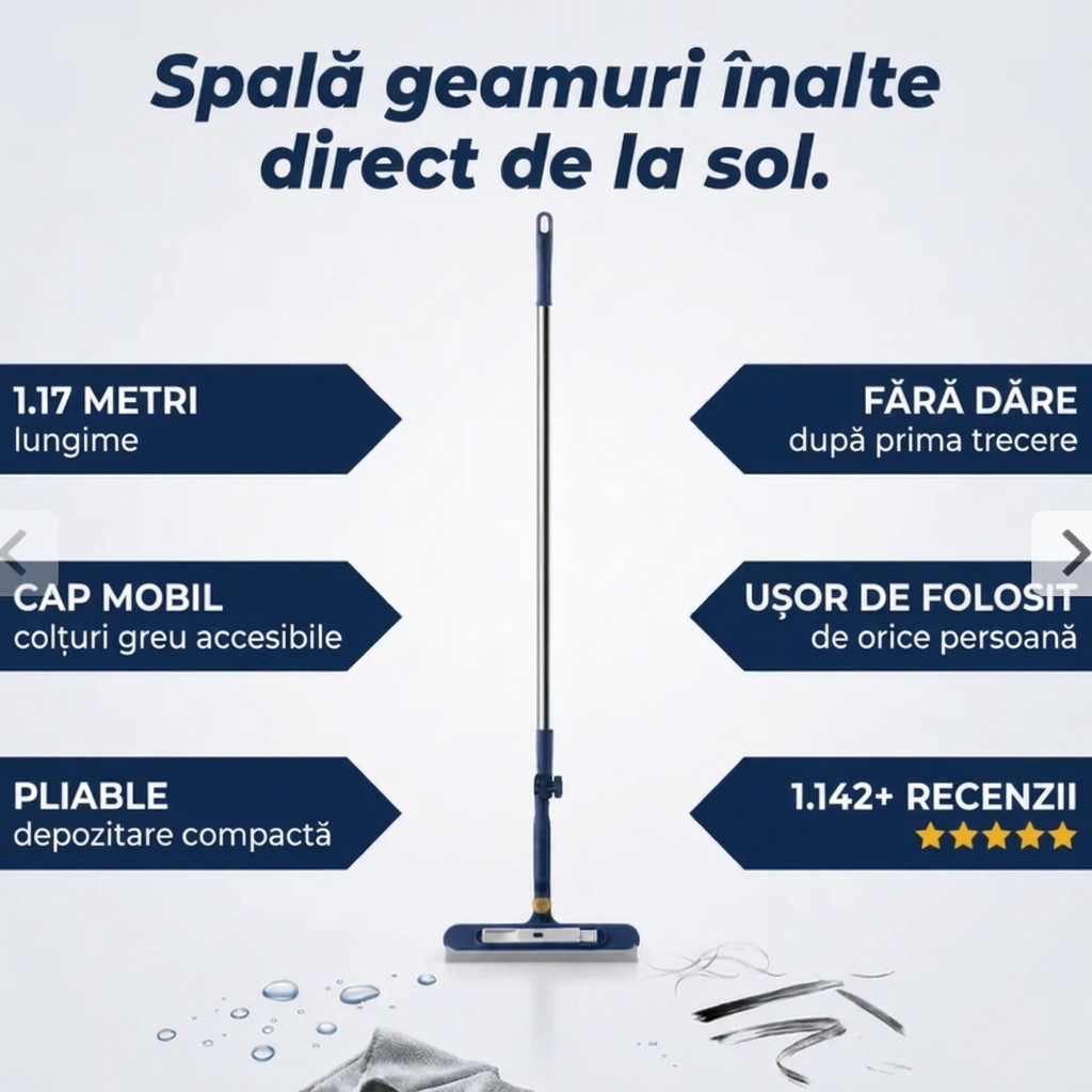 Curățător telescopic pentru geamuri