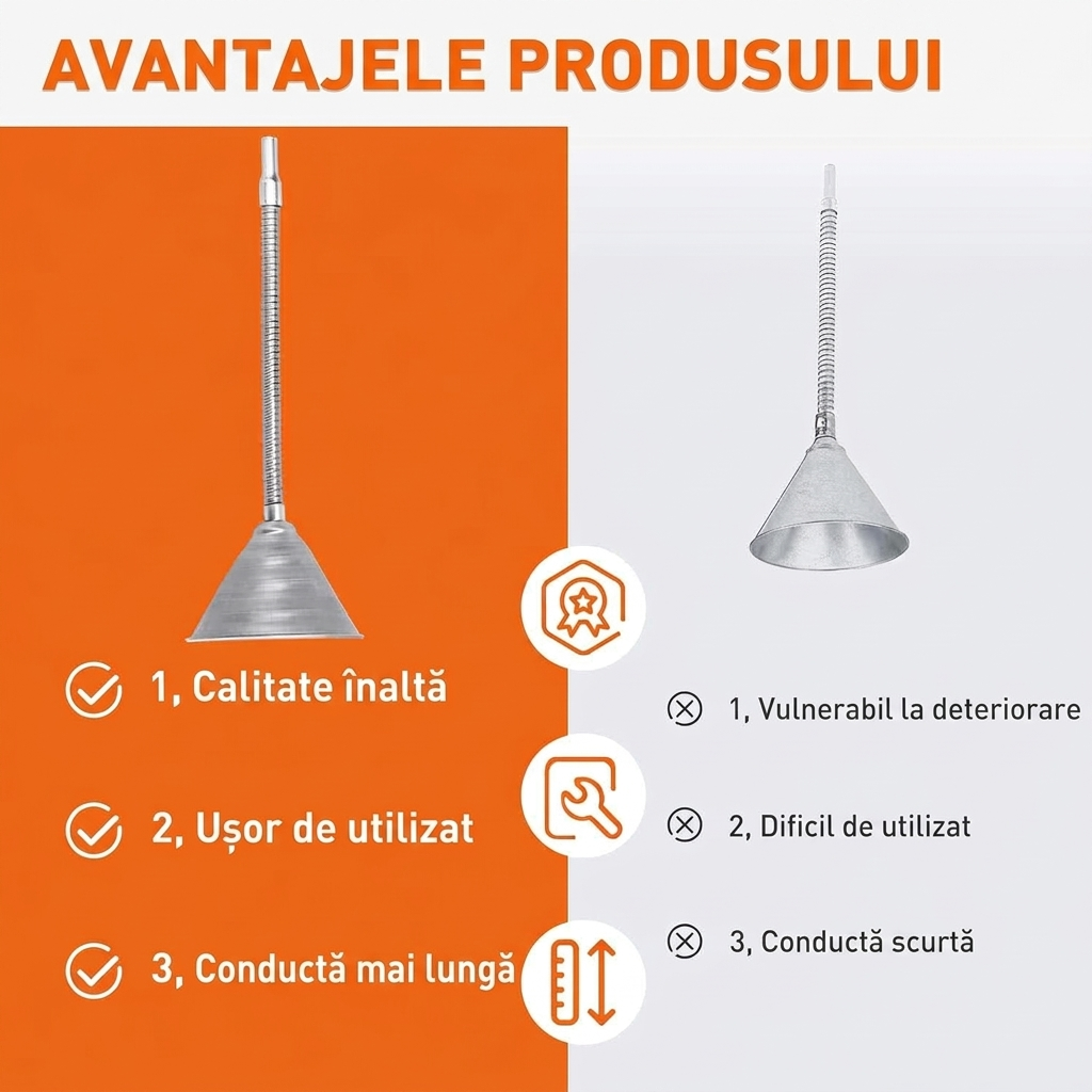 Pâlnie Metalică Flexibilă cu Sită