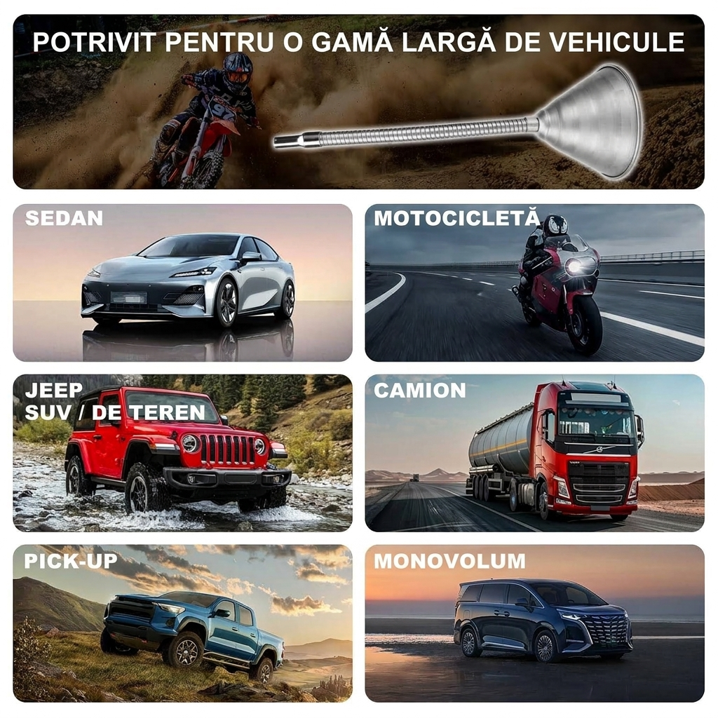 Pâlnie Metalică Flexibilă cu Sită