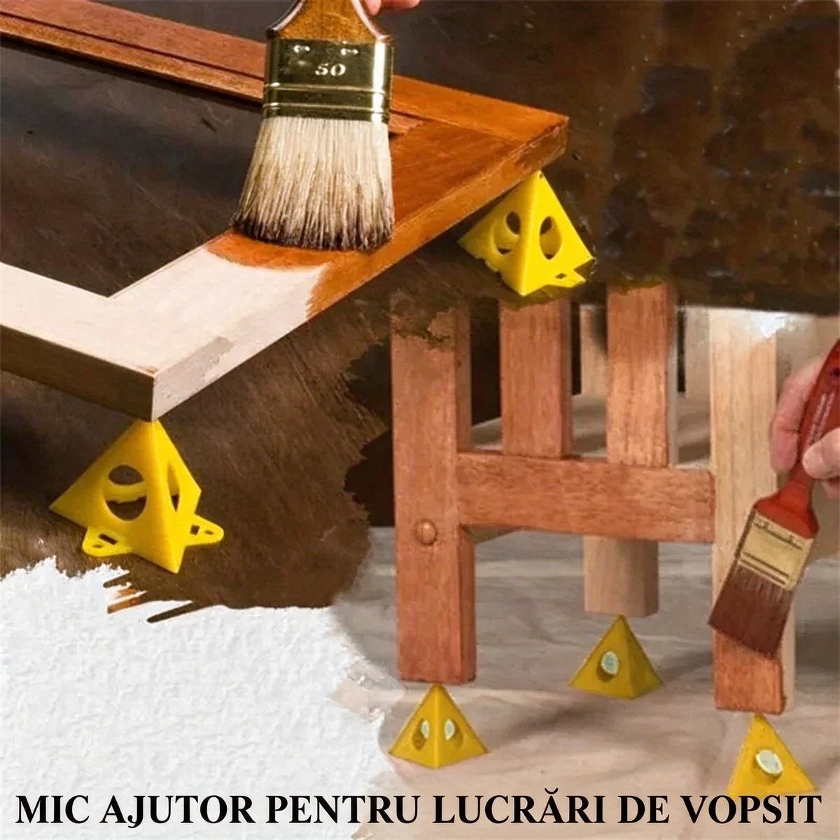 Set 10 Suporturi Piramidale Vopsire Lemn