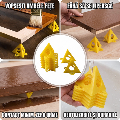 Set 10 Suporturi Piramidale Vopsire Lemn