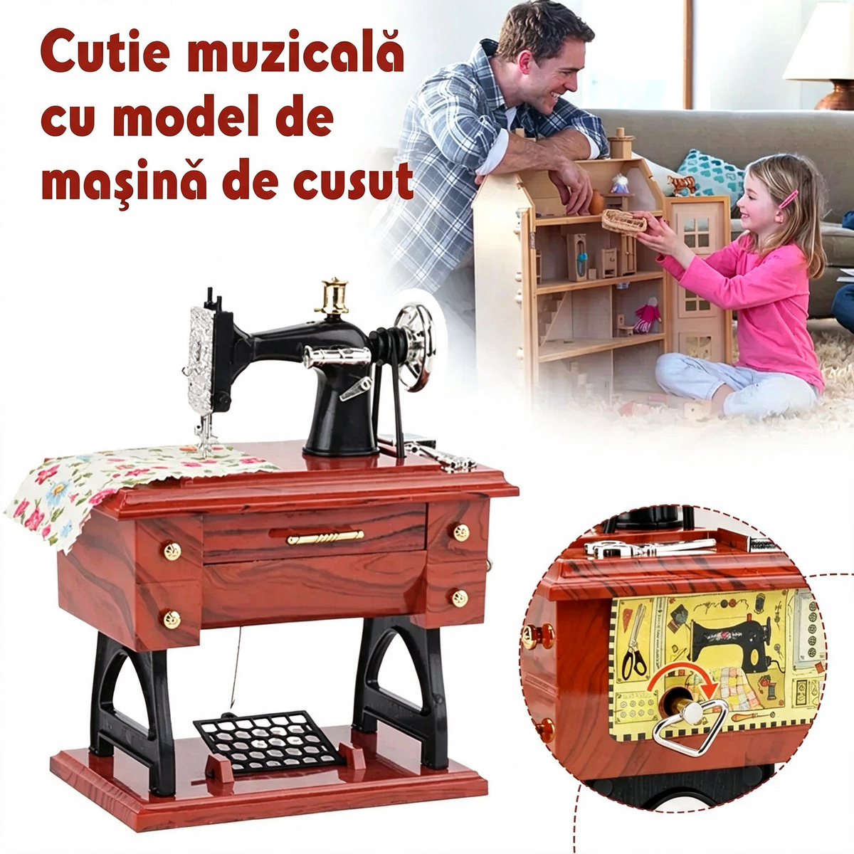 Cutie muzicală în formă de mașină de cusut