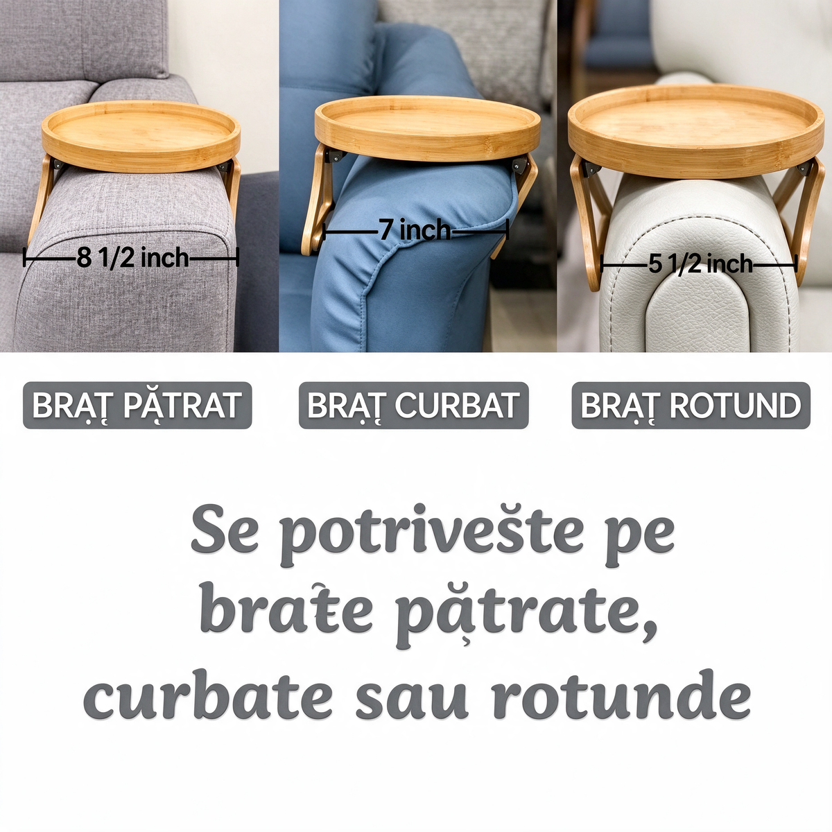 Tăviță de bambus pentru cotiera canapelei