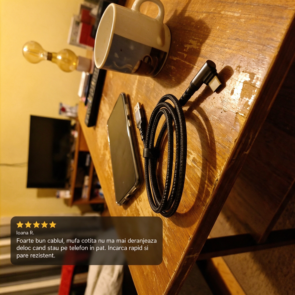 Cablu de încărcare cotit pentru telefon