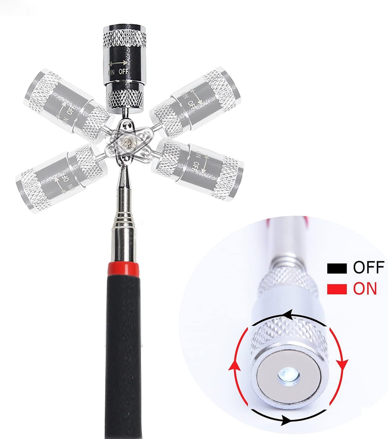 Unealtă telescopică cu magnet LED