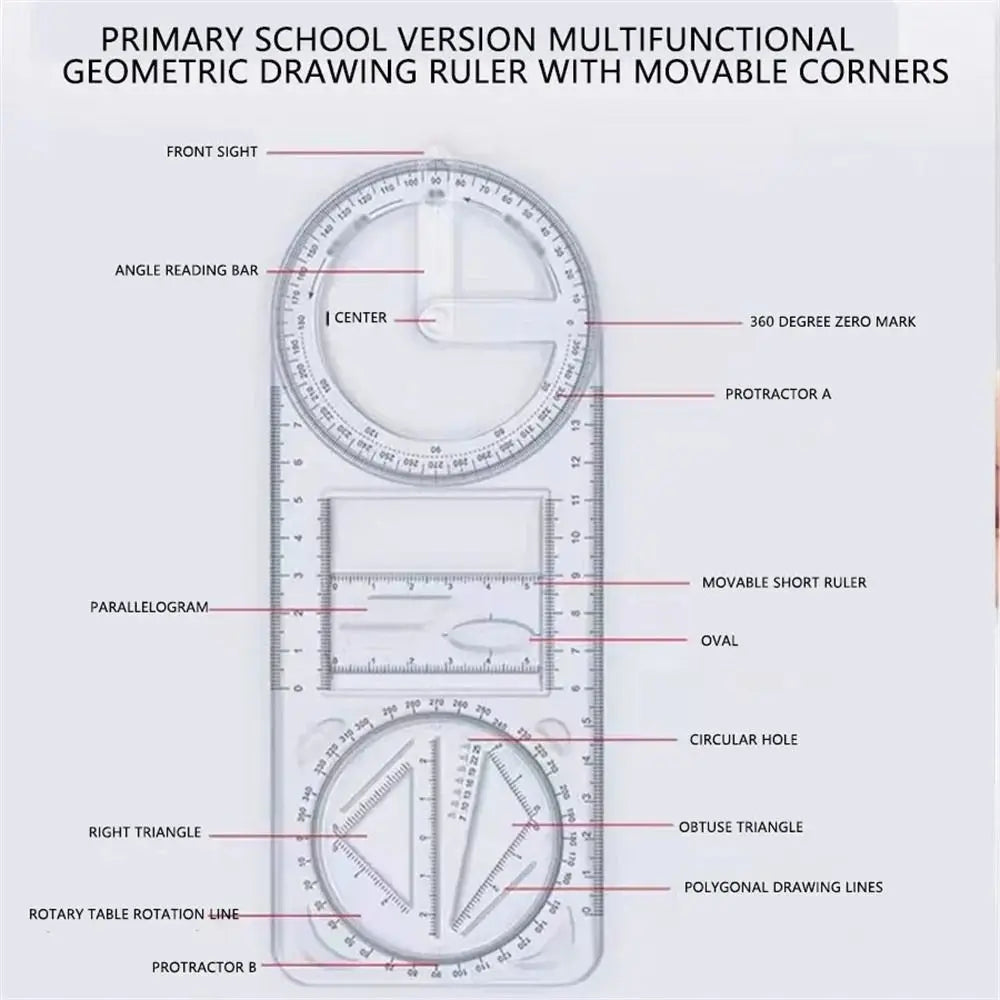 Riglă Geometrică Multifuncțională Desen