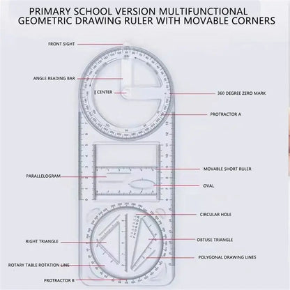 Riglă Geometrică Multifuncțională Desen