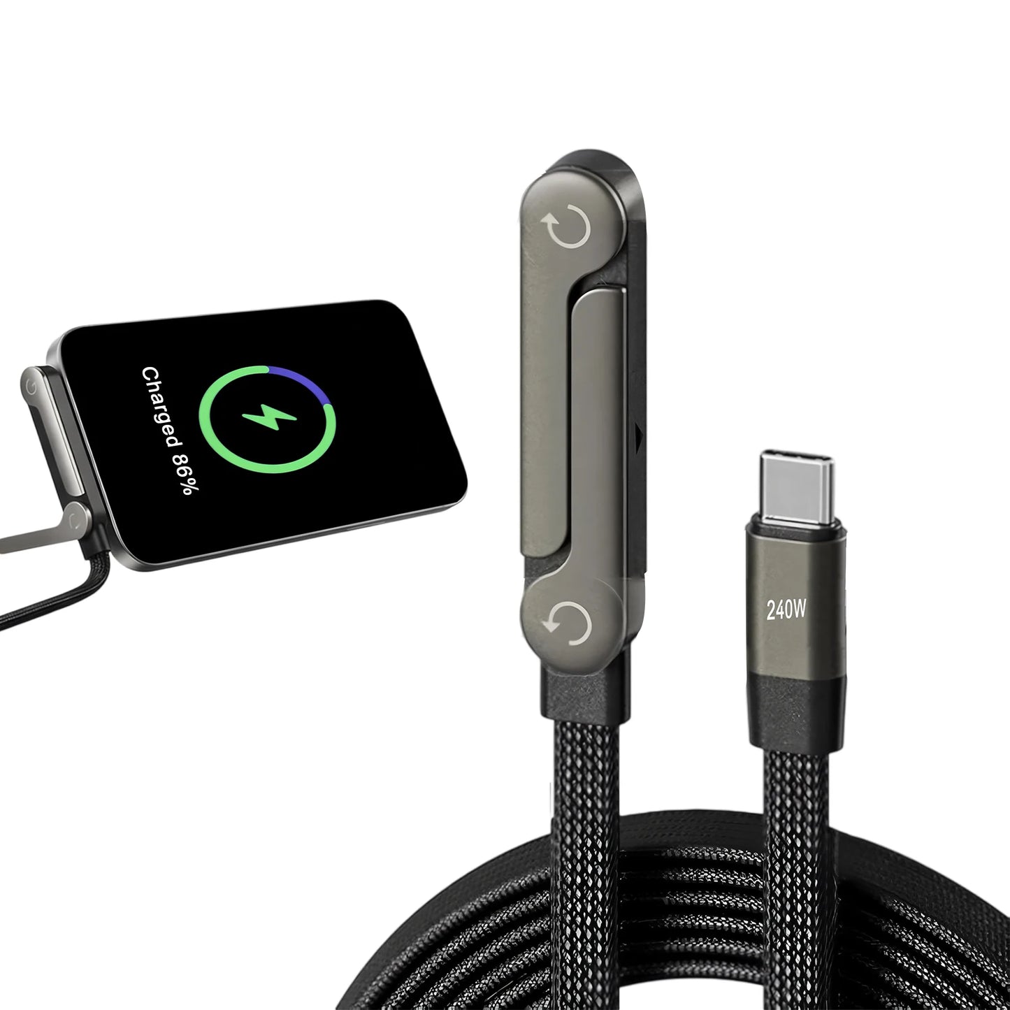 Set de 2 Cabluri USB-C cu Suport Pliabil