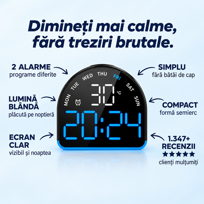 Ceas deșteptător digital cu lumină ambientală