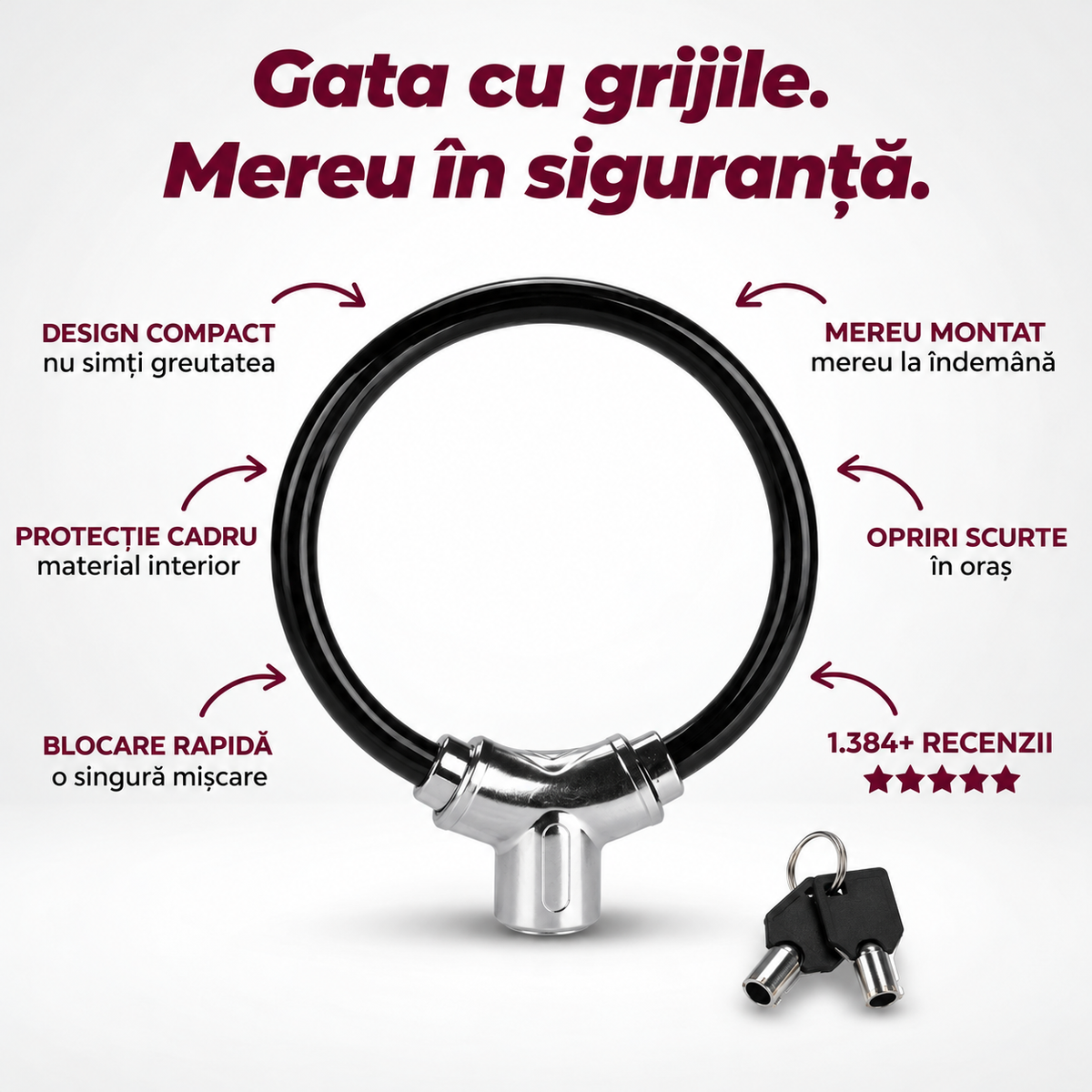 Lacăt Portabil Inel Bicicletă