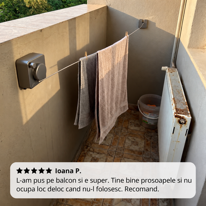 Suport retractabil de rufe pentru balcon