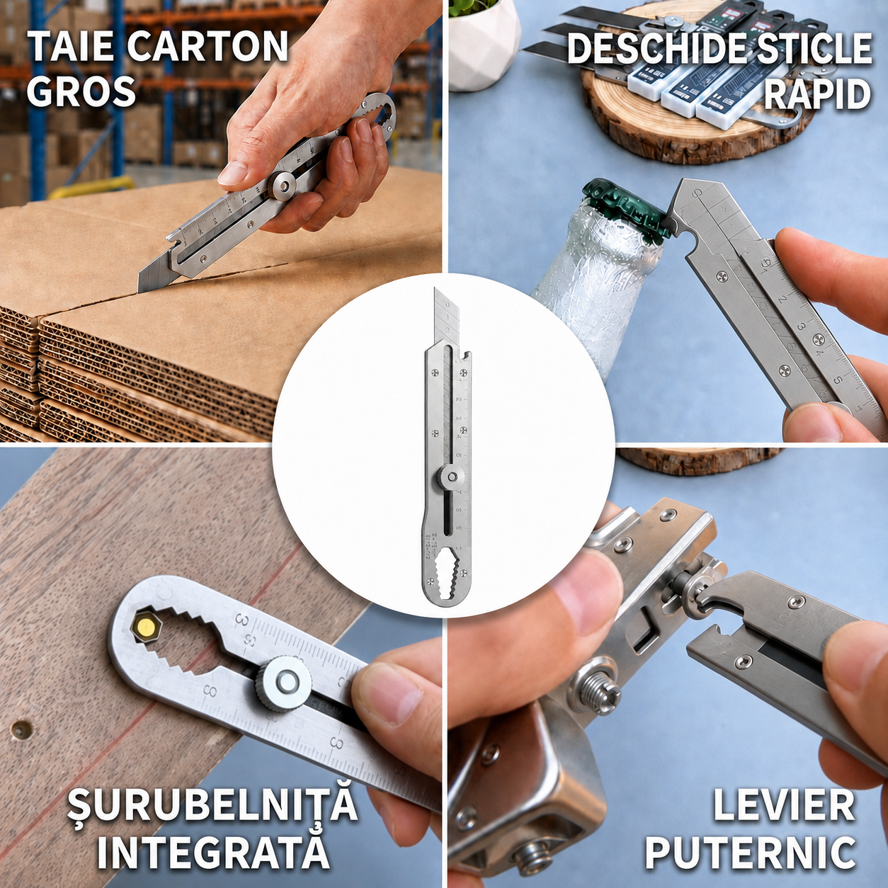 Cuțit Multifuncțional Metalic Retractabil