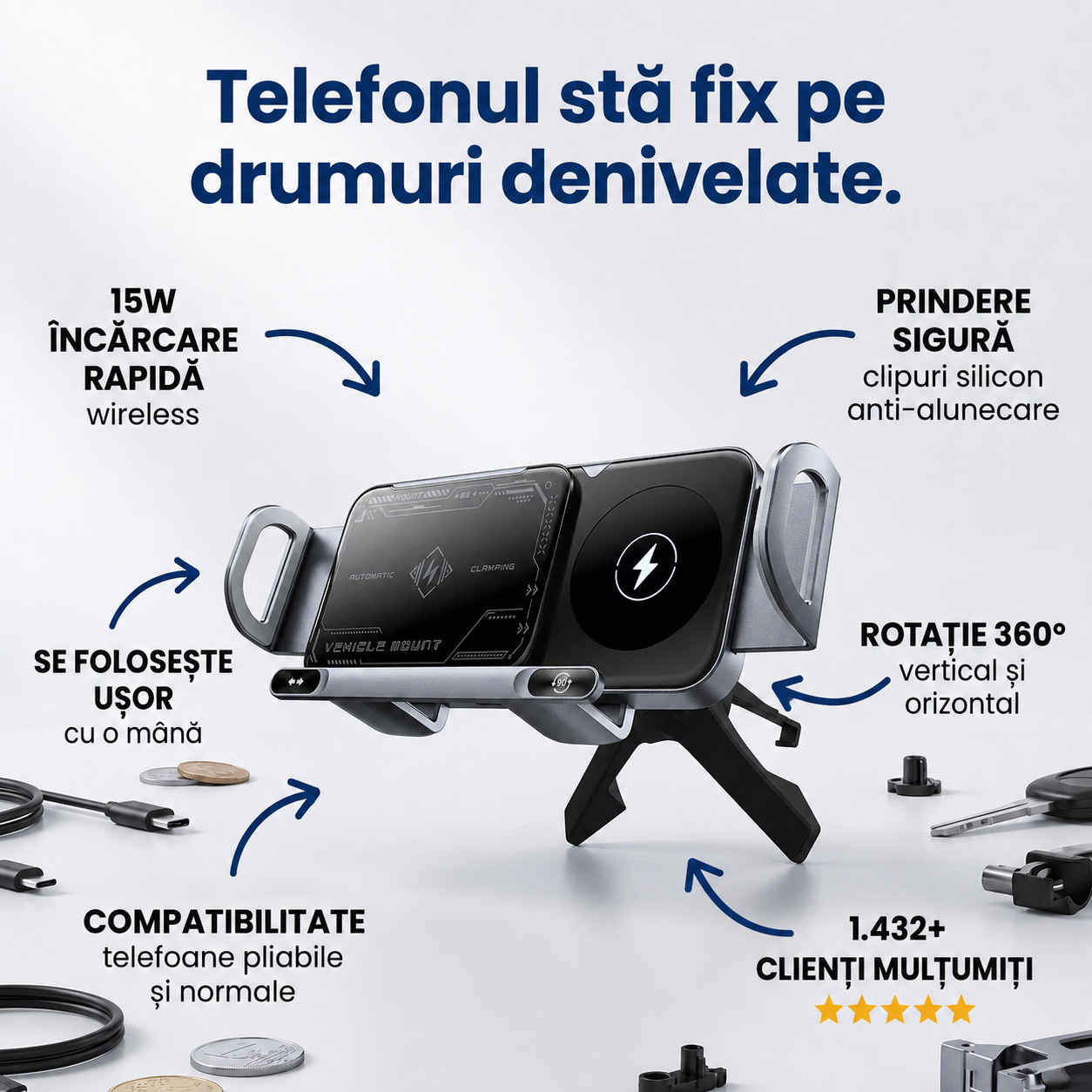 Suport Auto Încărcare Wireless