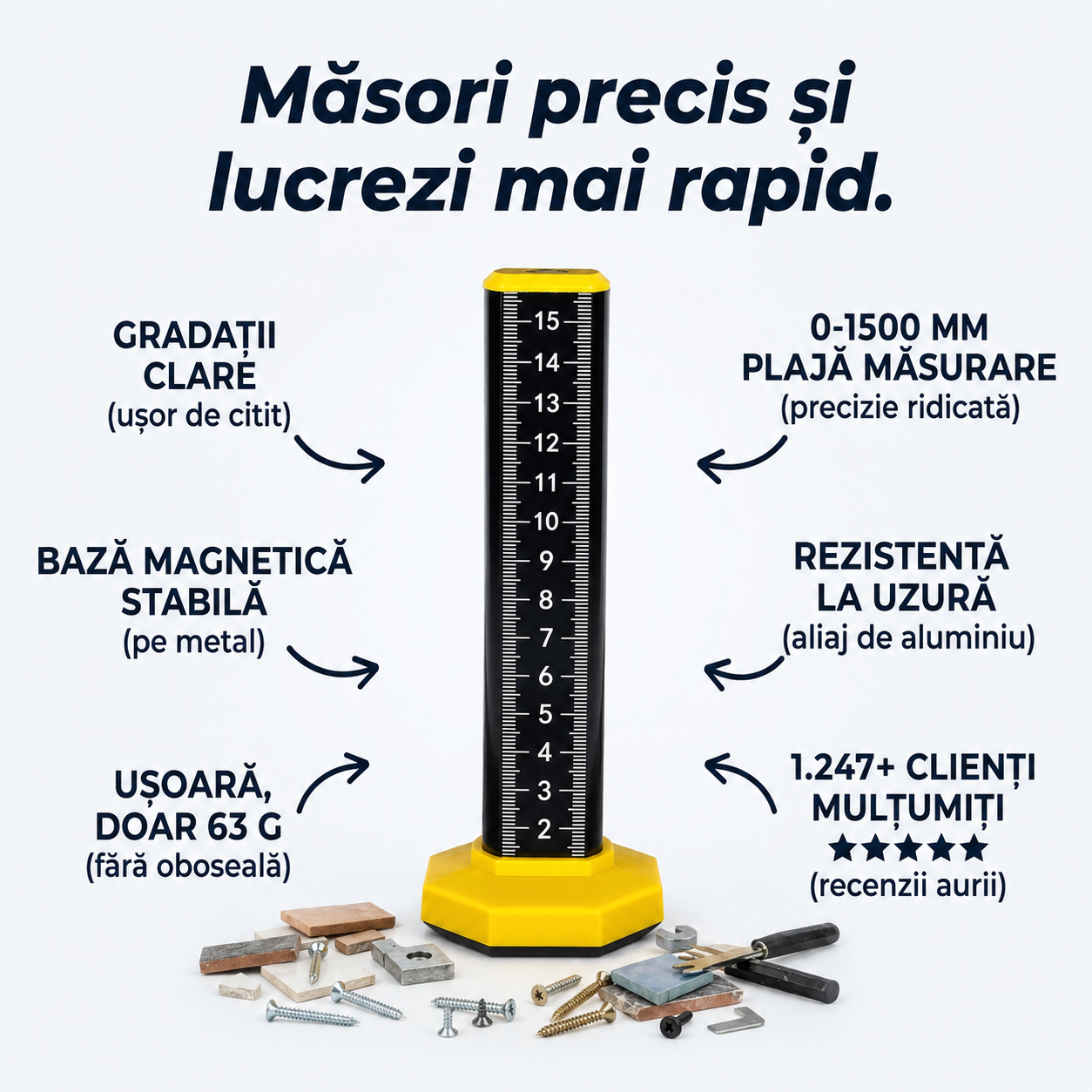 Tijă Nivelare Profesională Magnetică