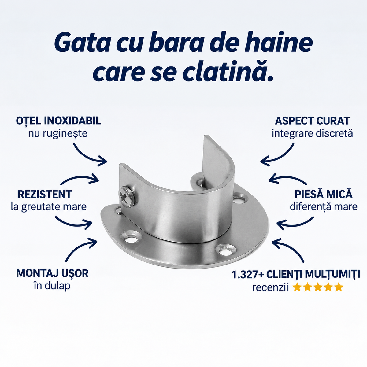 Suport Bară Dulap Inox