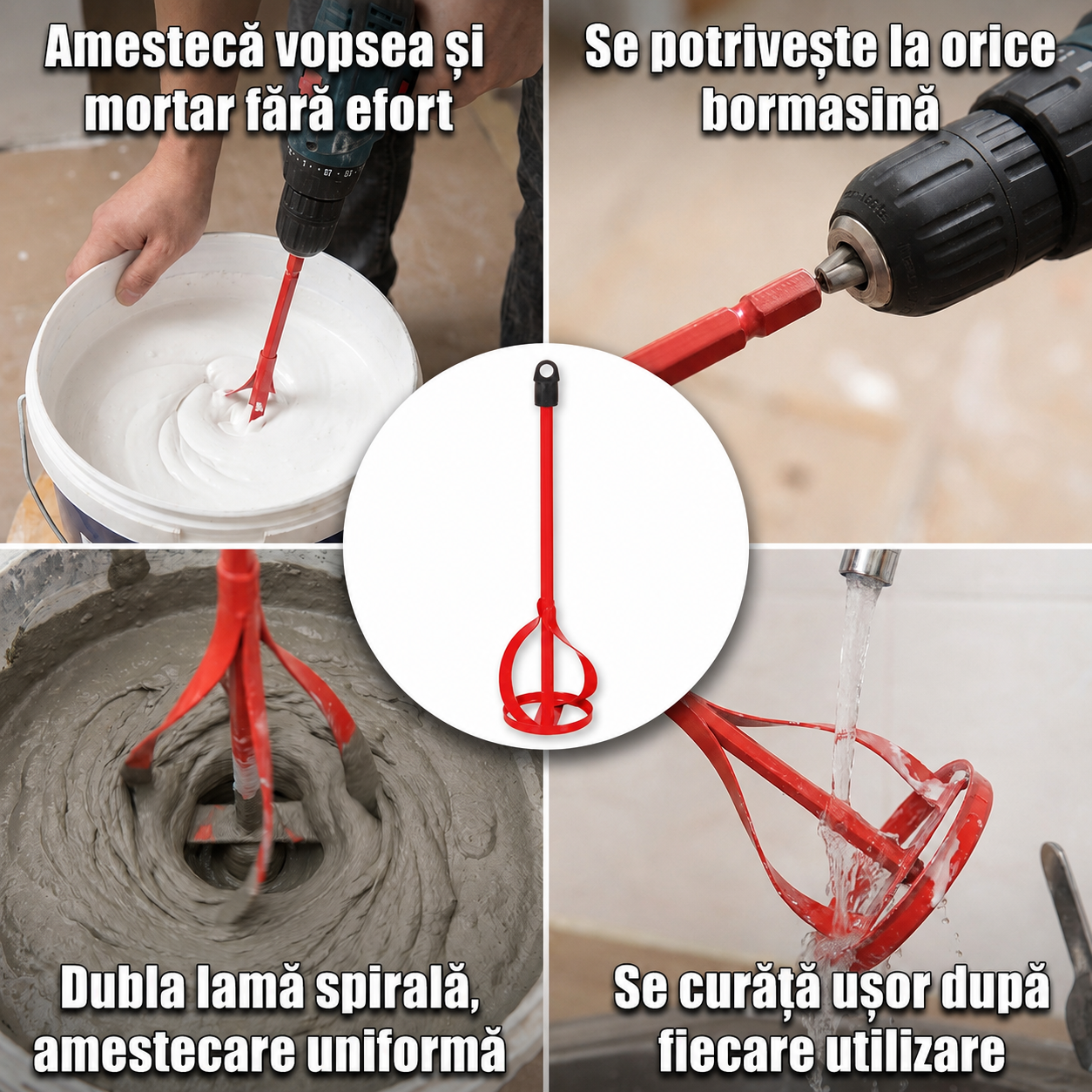 Agitator Spirală Dublu Lamă