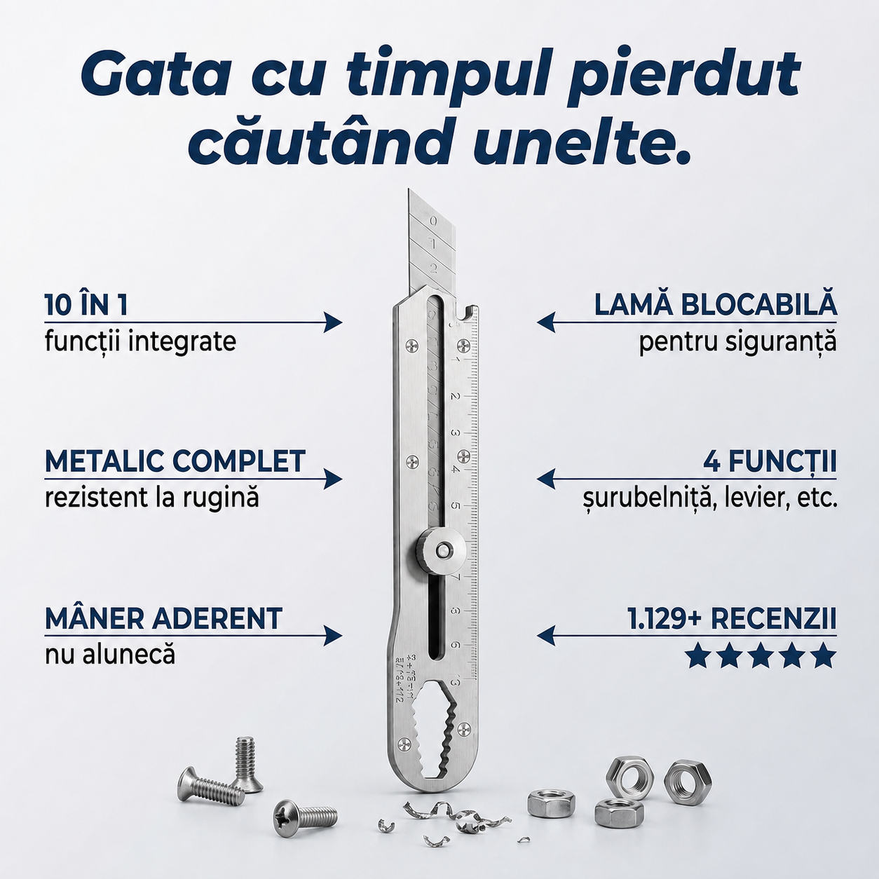 Cuțit Multifuncțional Metalic Retractabil