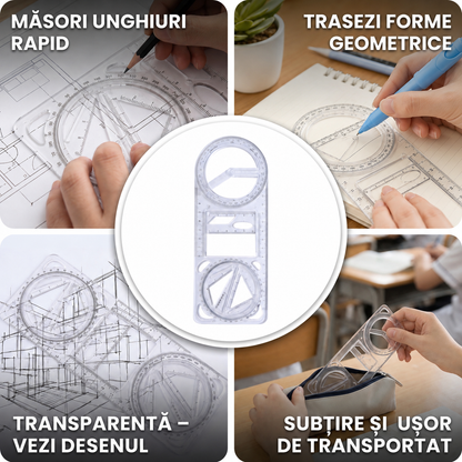 Riglă Geometrică Multifuncțională Desen