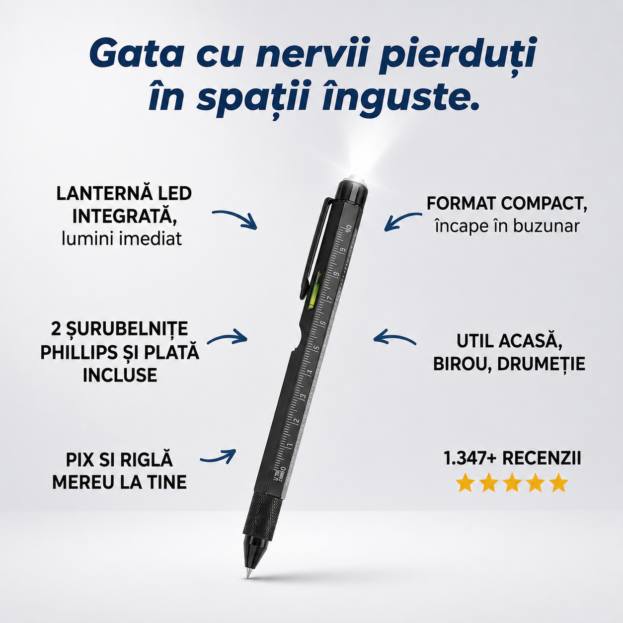 Stilou Multifuncțional EDC Compact