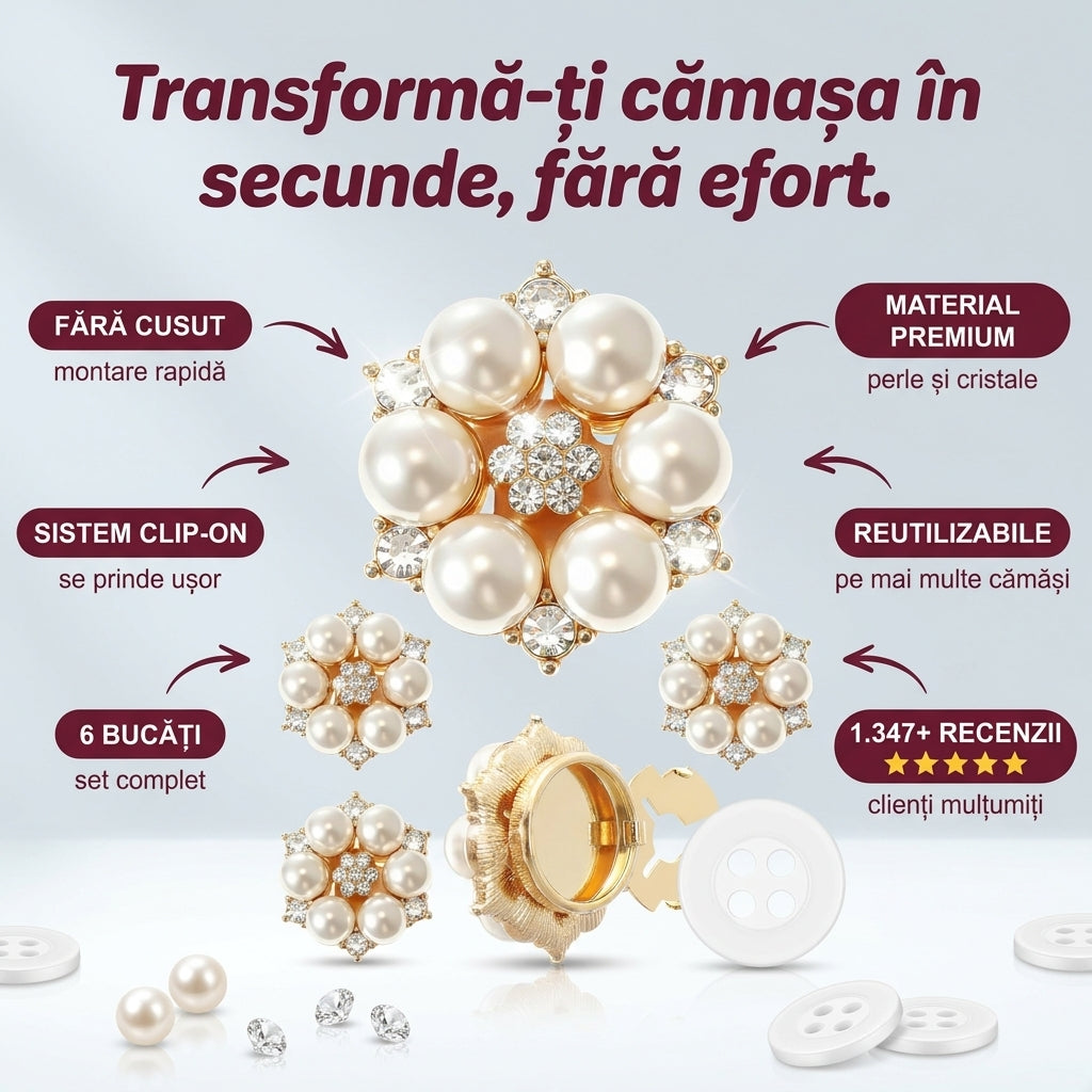Butoni Perlă și Cristale