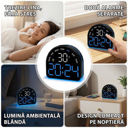 Ceas deșteptător digital cu lumină ambientală