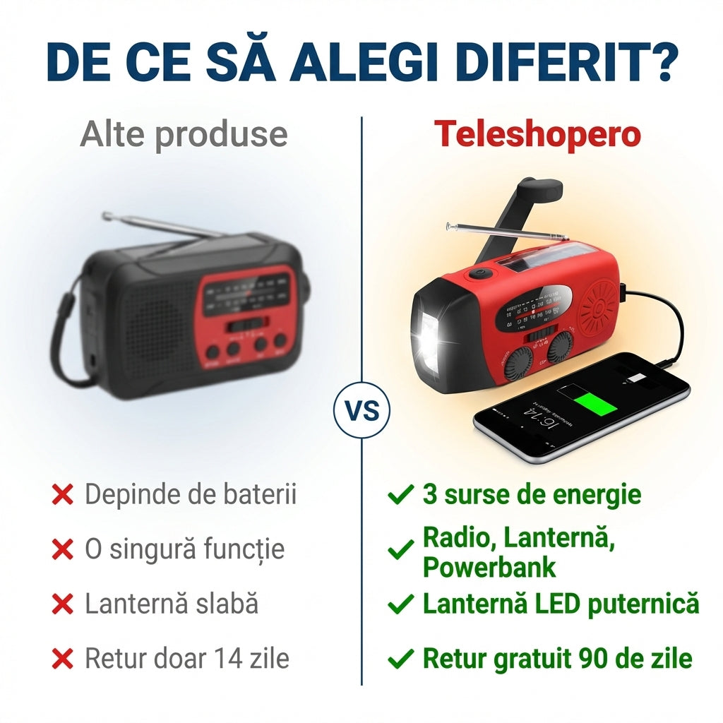 Radio Urgență Solar Portabil